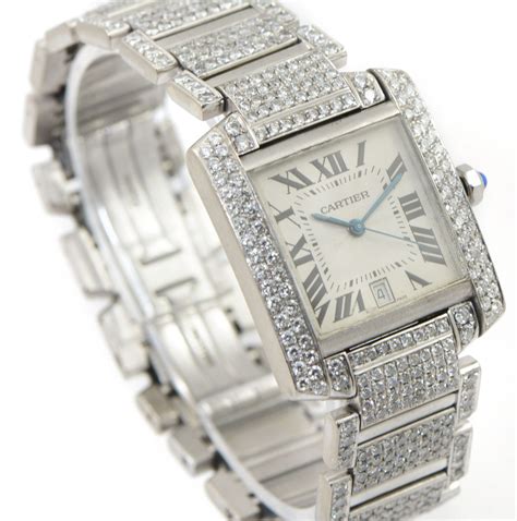 cartier tank francaise white gold with diamonds|cartier tank francaise 18k gold.